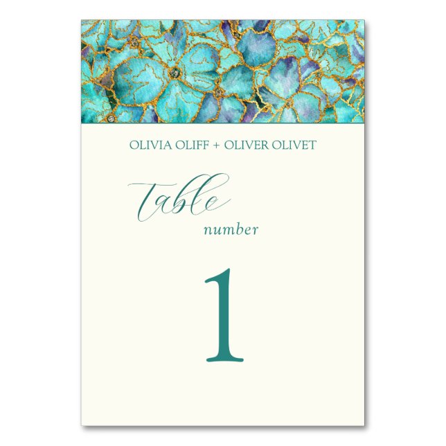 Numeração De Mesa Casamento de Flores Turquesas (Frente)