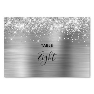 Numeração De Mesa Casamento de Folha de Prata com Glittery