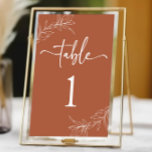 Numeração De Mesa Casamento de Folha do Ramo Terracotta Minimalista<br><div class="desc">Este é um número mínimo de tabela de casamentos do Ramo Terracotta,  Minimalista!</div>