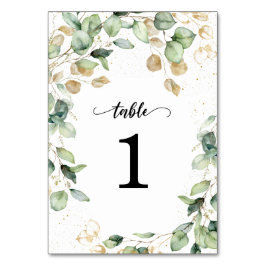 Numeração De Mesa Casamento de Folhas de Eucalipto Douradas