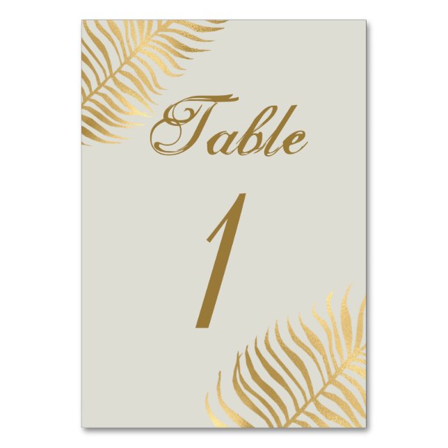 Numeração De Mesa Casamento de Folhas Tropicais Simples de Ouro (Frente)