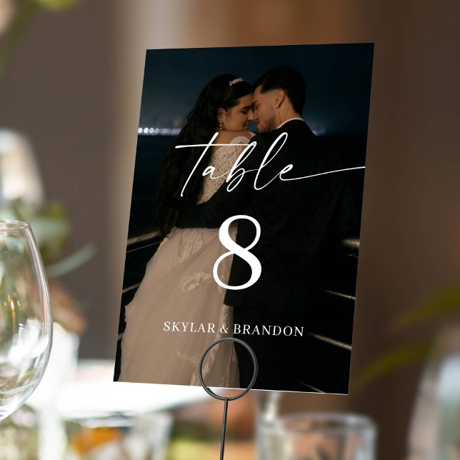 Numeração De Mesa Casamento de Foto Moderna Escrita Elegante (Criador carregado)