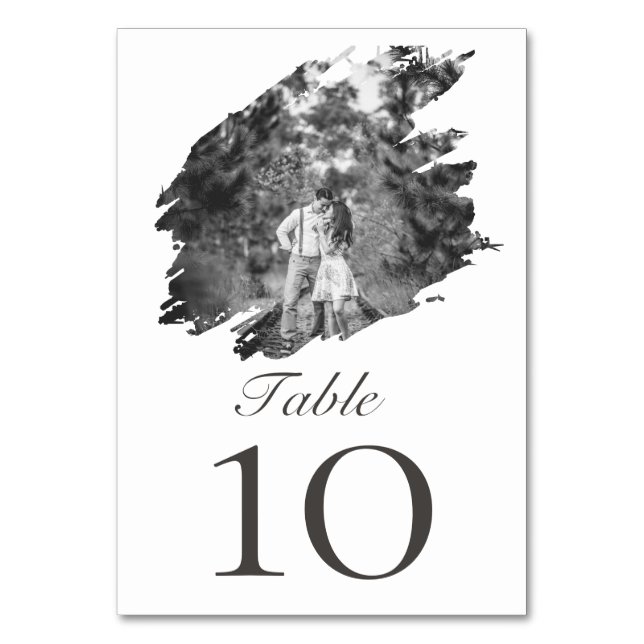 Numeração De Mesa Casamento de Foto Moderno Brushaft | Branca (Frente)