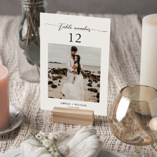Numeração De Mesa Casamento de Fotografias com Script Elegante Simpl