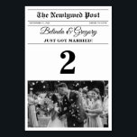 Numeração De Mesa Casamento de Fotos Brancas e Negras<br><div class="desc">Um design de casamento divertido no estilo do jornal. O tema do casamento deste jornal foi projetado para imitar um jornal tradicional com manchetes, textos e fotos em preto e branco. Este modelo de jornal automaticamente mudará suas fotos carregadas para preto e branco, portanto, precisará mudá-las. Um design de casamento...</div>
