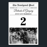 Numeração De Mesa Casamento de Fotos Brancas e Negras<br><div class="desc">Um design de casamento divertido no estilo do jornal. O tema do casamento deste jornal foi projetado para imitar um jornal tradicional com manchetes, textos e fotos em preto e branco. Este modelo de jornal automaticamente mudará suas fotos carregadas para preto e branco, portanto, precisará mudá-las. Um design de casamento...</div>
