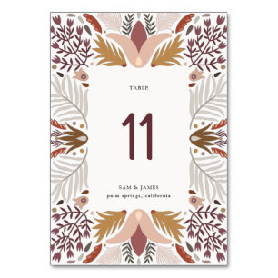 Numeração De Mesa Casamento de Frame Botânico de Borda Floral Moder