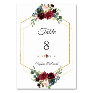 Numeração De Mesa Casamento de Frame de Hexágono Dourado Floral