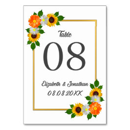 Numeração De Mesa Casamento de Frame Dourado Floral