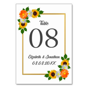 Numeração De Mesa Casamento de Frame Dourado Floral
