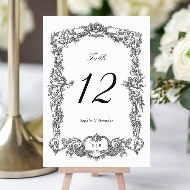 Numeração De Mesa Casamento de Frame Floral Barroco Elegante (Criador carregado)