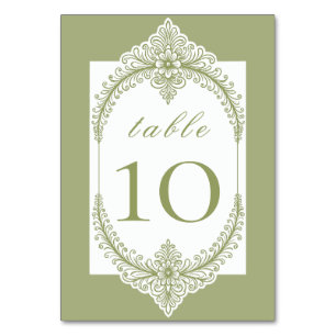 Numeração De Mesa Casamento de Frame Flourish Francês Verde