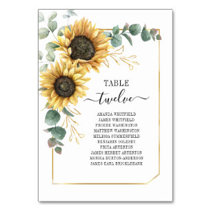 Numeração De Mesa Casamento de Frame Geométrico Dourado de Sunflowe