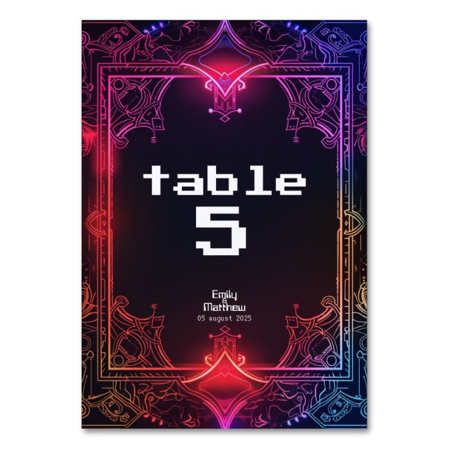 Numeração De Mesa Casamento de Fusão Cyber-Medieval (Frente)