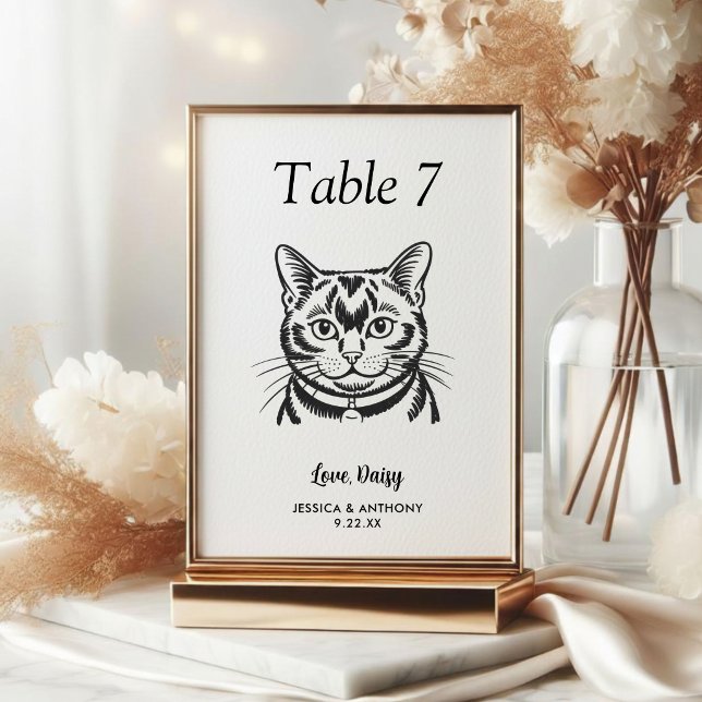 Numeração De Mesa Casamento de Gato Preto e Branco Simples (Criador carregado)