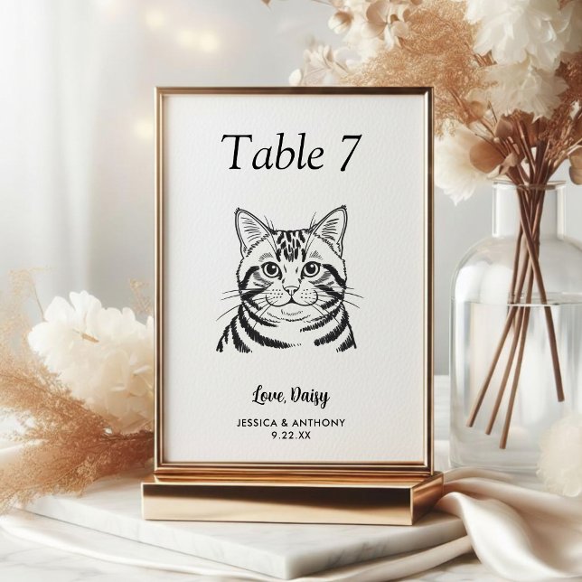 Numeração De Mesa Casamento de Gato Preto e Branco Simples  (Criador carregado)