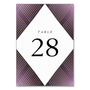 Numeração De Mesa Casamento de Gatsby Dourado com Roxo Geométrico D
