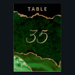 Numeração De Mesa Casamento de Geode Verde Dourado<br><div class="desc">A esmeralda Chic verde e a reluz dourada agitam os números das mesas de casamento fácil de personalizar.</div>