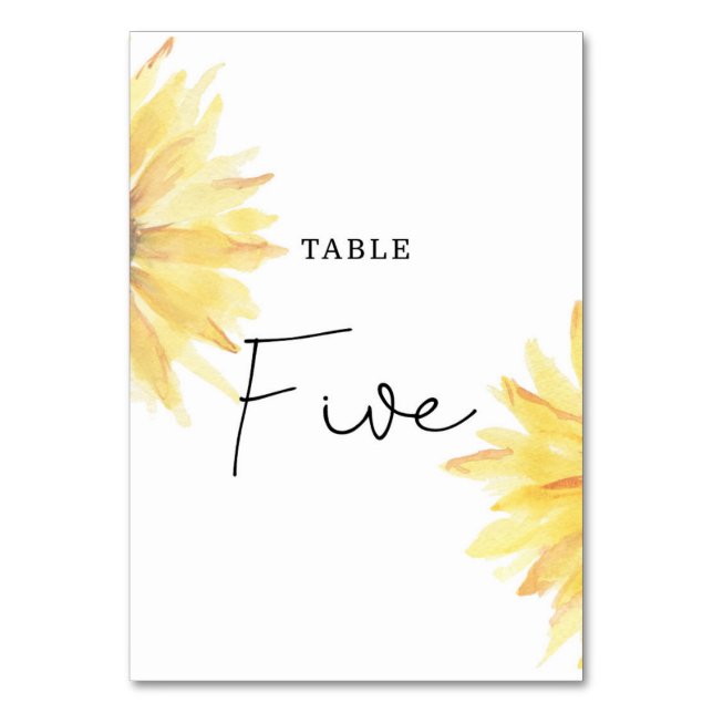 Numeração De Mesa Casamento de girassol Número da mesa 5 (Verso)