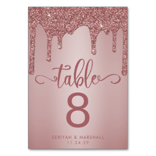 Numeração De Mesa Casamento de Glitter Dourado Rosa