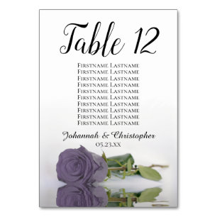 Numeração De Mesa Casamento de Gráfico de Rosa Roxo Elegante Dusty