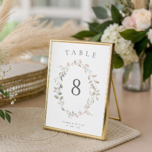 Numeração De Mesa Casamento de Grinalda Floral Cor-de-rosa Delicado 
