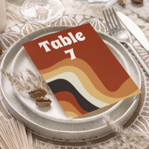 Numeração De Mesa Casamento de Groovy Laranja Queimado por Onda nos