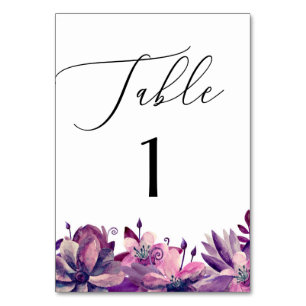 Numeração De Mesa Casamento de guião floral roxo e impermeável