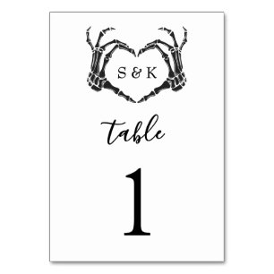 Numeração De Mesa Casamento de Halloween do Esqueleto Romântico Góti