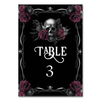 Numeração De Mesa Casamento de Halloween Floral Gótico Burgundy Cave