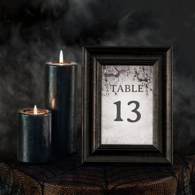Numeração De Mesa Casamento de Halloween Rustic Black & Burgundy (Rustic Gothic Black & Burgundy Halloween Wedding Table Number)