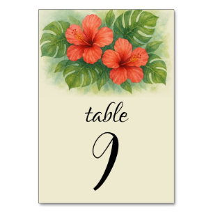 Numeração De Mesa Casamento de Hibiscus Hawaiian Island Tropical Bea