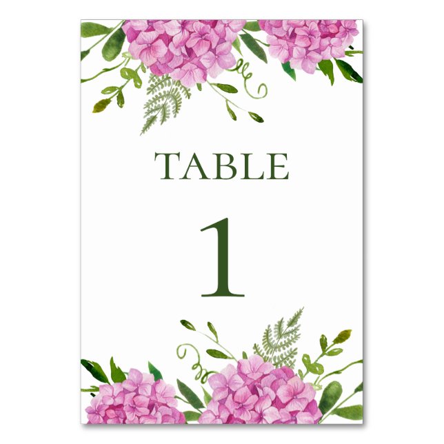Numeração De Mesa Casamento de Hortênsias Rosa (Frente)