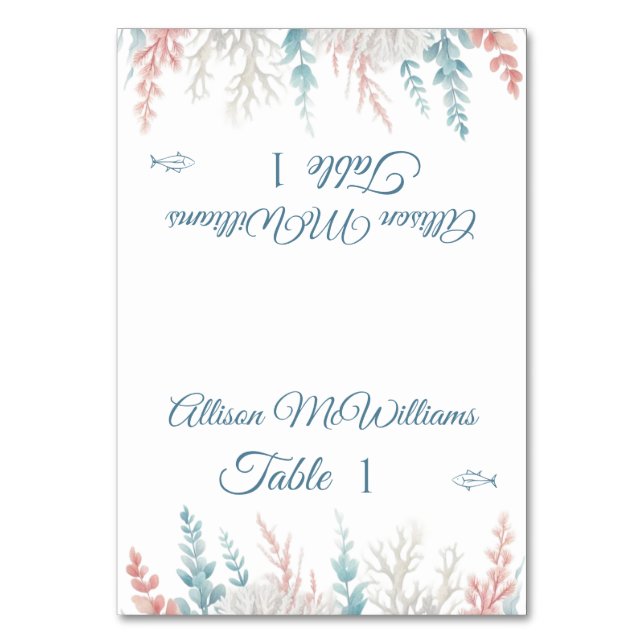 Numeração De Mesa Casamento De Ícones De Peixes De Recife De Pastel  (Frente)