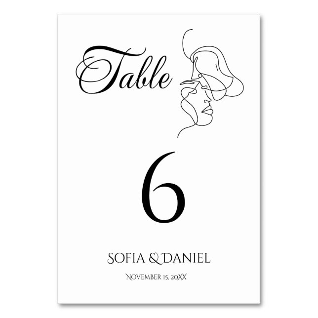 Numeração De Mesa Casamento de ilustração de Casal de Arte de Linha  (Frente)