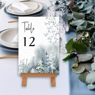 Numeração De Mesa Casamento de Inverno Aquarela Floresta de Neve Edi
