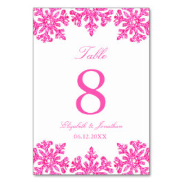 Numeração De Mesa Casamento de Inverno com Floco de Neve Rosa