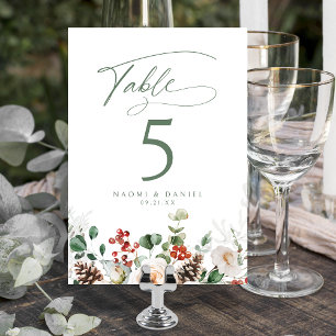 Numeração De Mesa Casamento de Inverno Festivo Floral Elegante