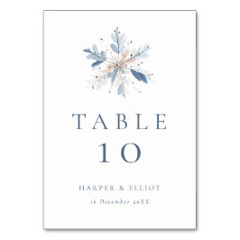 Numeração De Mesa Casamento de Inverno Minimalista com Floco de Neve