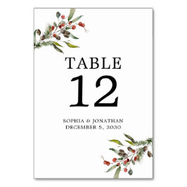Numeração De Mesa Casamento de Inverno Personalizado de Pinheiro e F