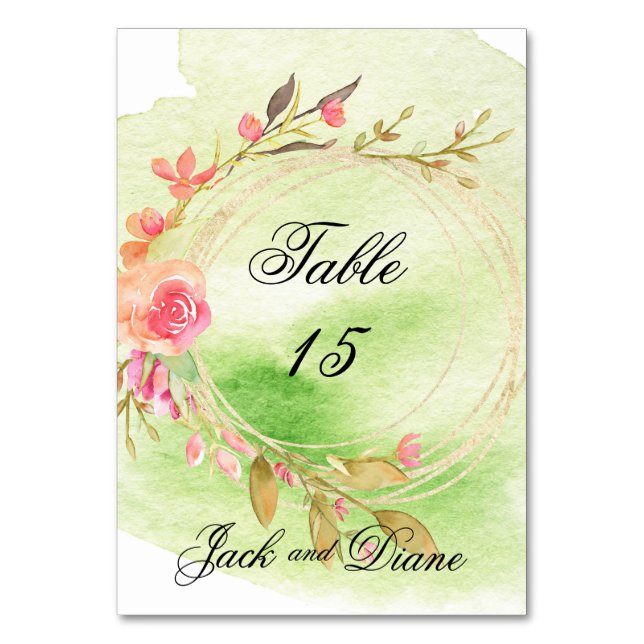 Numeração De Mesa Casamento de Jardim de Aquarela (Verso)