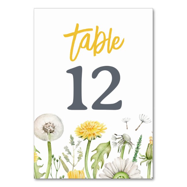 Numeração De Mesa Casamento de Jardim de Dandelion de Flores Selvage (Frente)