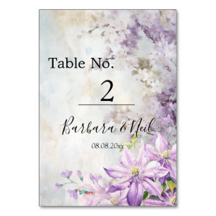 Numeração De Mesa Casamento de Lavanda Floral de Watercolor