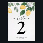 Numeração De Mesa Casamento de Lemon de Chic Watercolor<br><div class="desc">Cartões de número da mesa de casamento de limão-aquarela. Itens correspondentes disponíveis.</div>