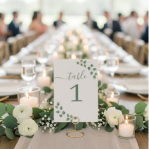 Numeração De Mesa Casamento de licença verde minimalista moderno