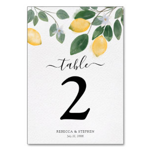 Numeração De Mesa Casamento de Limão Aquarela Chic Country