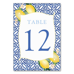 Numeração De Mesa Casamento de limões com Azulejos azuis italianos