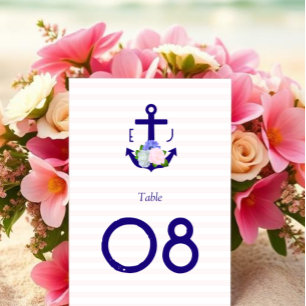 Numeração De Mesa Casamento de Listras Florais Náuticas