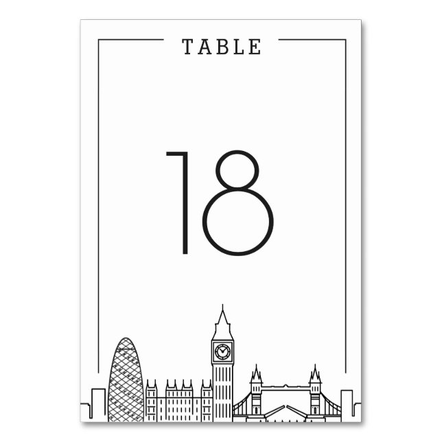 Numeração De Mesa Casamento de Londres | Número do quadro (Frente)