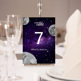 Numeração De Mesa Casamento de Lua Completo da Noite Estelar Moderna